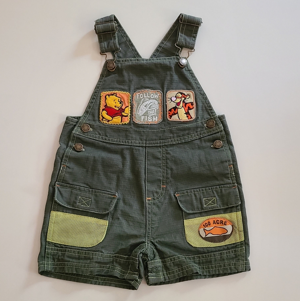 ~Vintage~ RARE~ Pooh Tigger 100 Acre Collection Ripstop Overalls Outfit 18M EUC